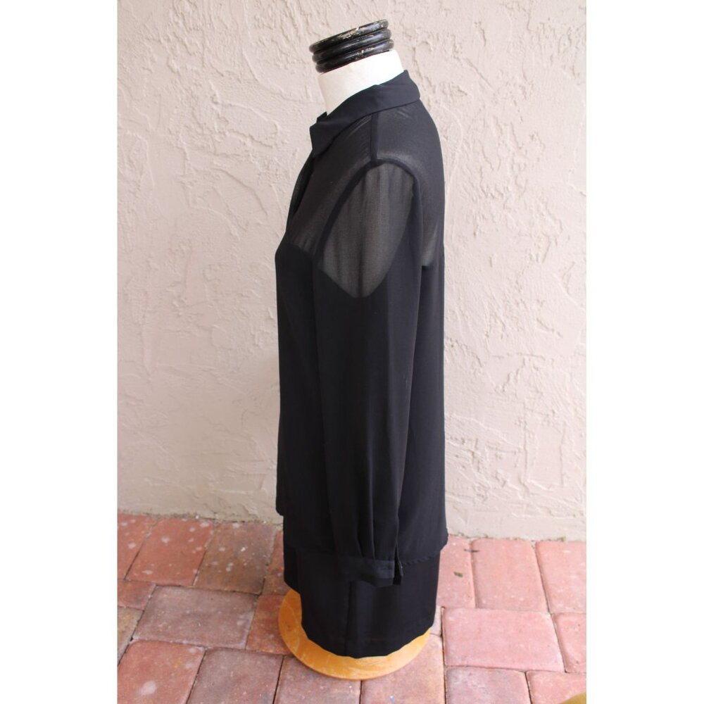 Zara Basic Black Dress Size M Polyester Long Slee… - image 4